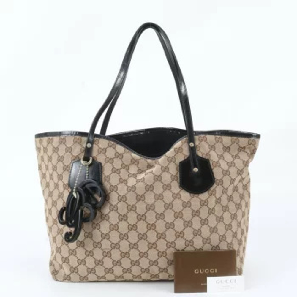 Gucci GG Canvas Jolie Leather 2Way Shoulder Tote Bag Brown